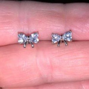 18k GP Cubic Zirconia Bow Design Silver Earrings
